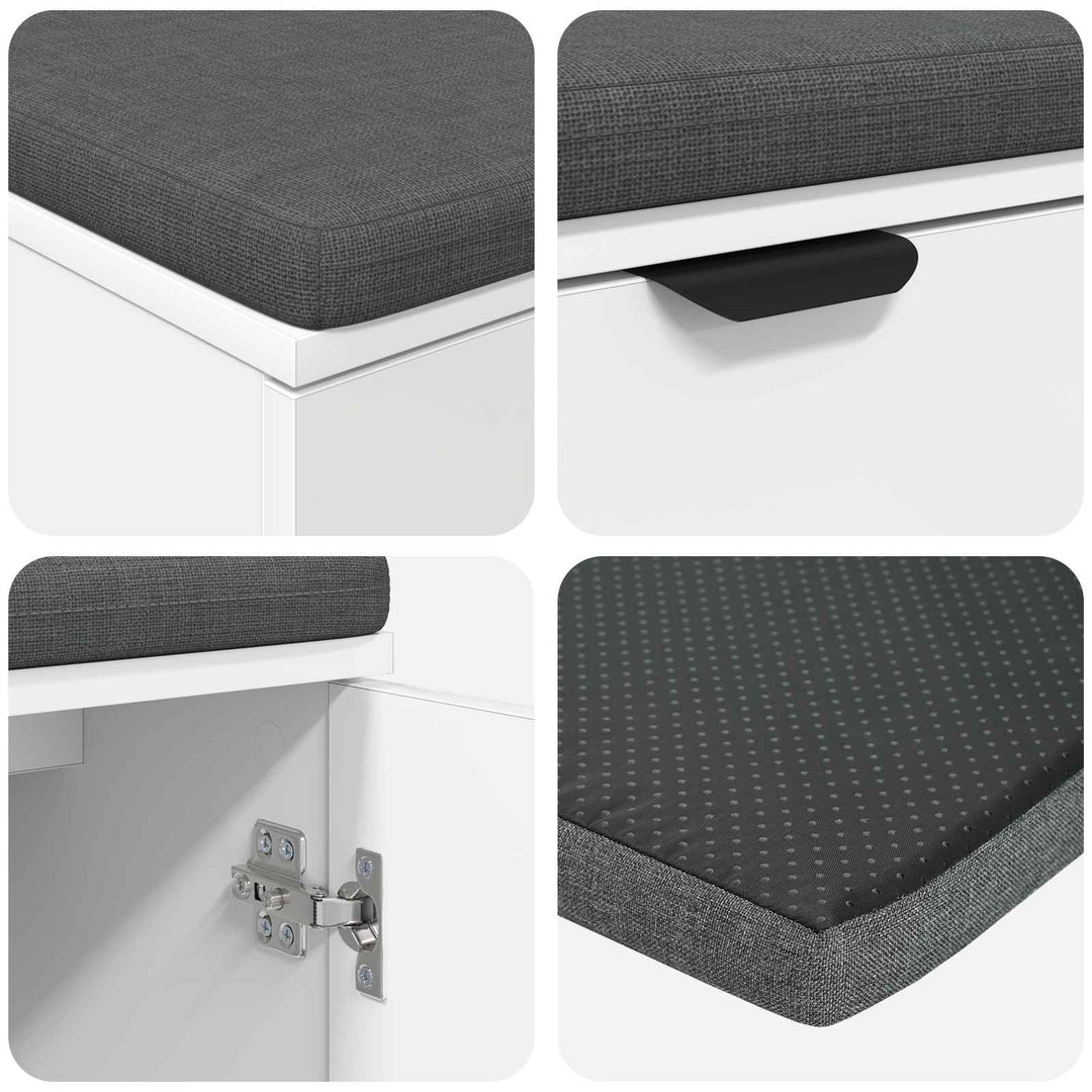 Hallbænk med pude Hvid 100 x 38 x 46 cm Kunstigt træ og stof