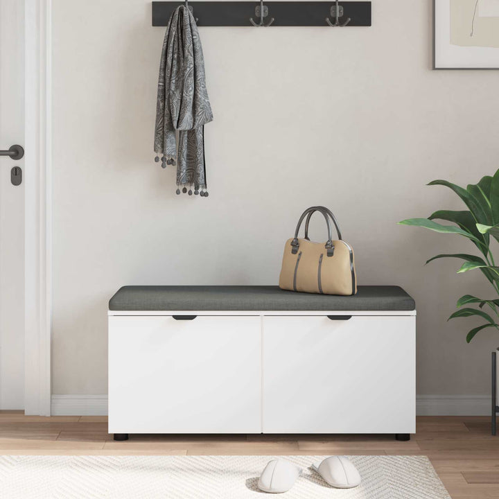 Hallbænk med pude Hvid 100 x 38 x 46 cm Kunstigt træ og stof
