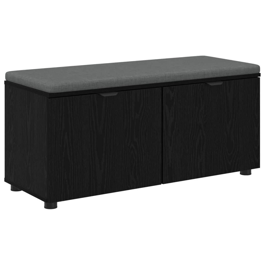 Hallbænk med pude Sort Eg 100 x 38 x 46 cm Kunstigt træ og stof