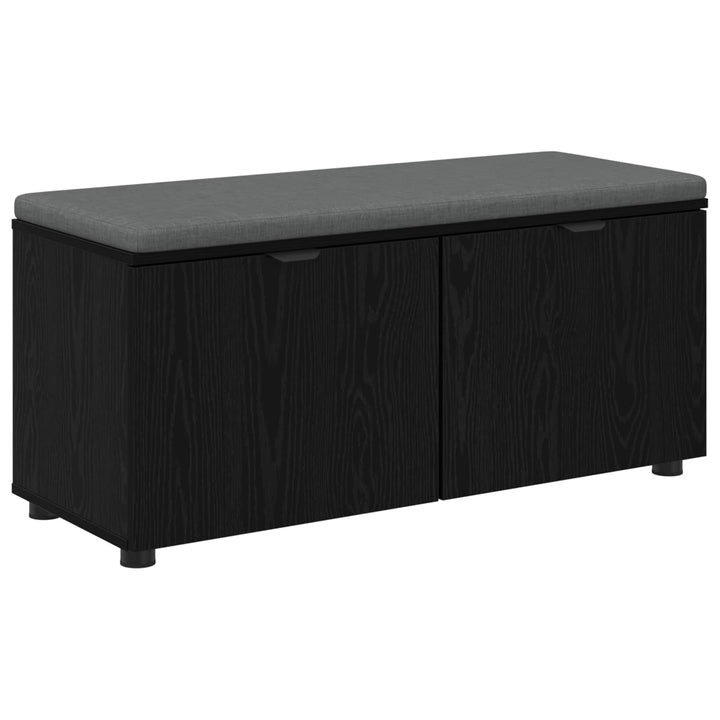 Hallbænk med pude Sort Eg 100 x 38 x 46 cm Kunstigt træ og stof