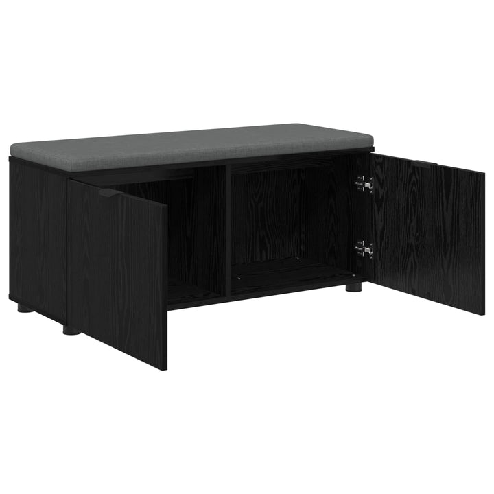 Hallbænk med pude Sort Eg 100 x 38 x 46 cm Kunstigt træ og stof