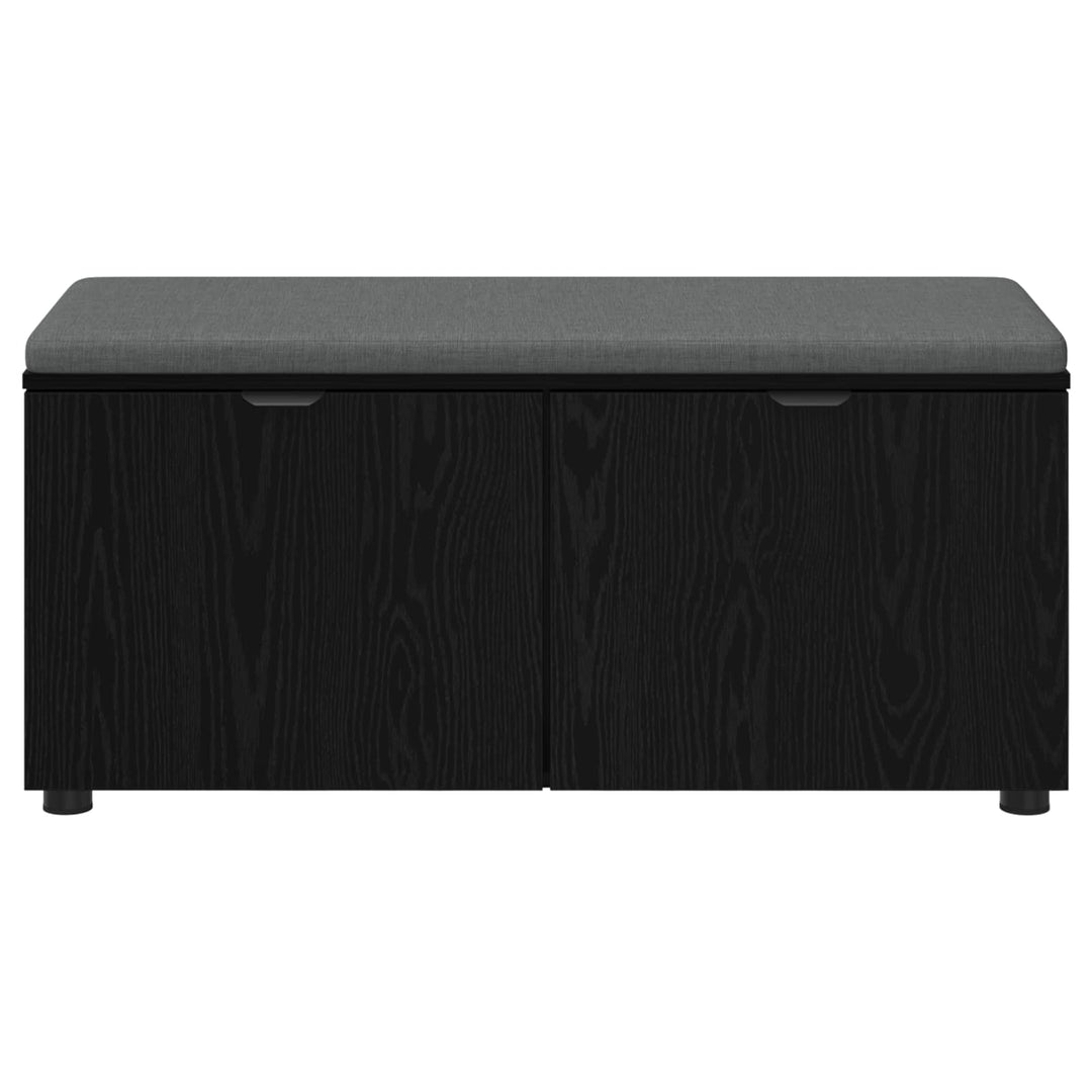 Hallbænk med pude Sort Eg 100 x 38 x 46 cm Kunstigt træ og stof