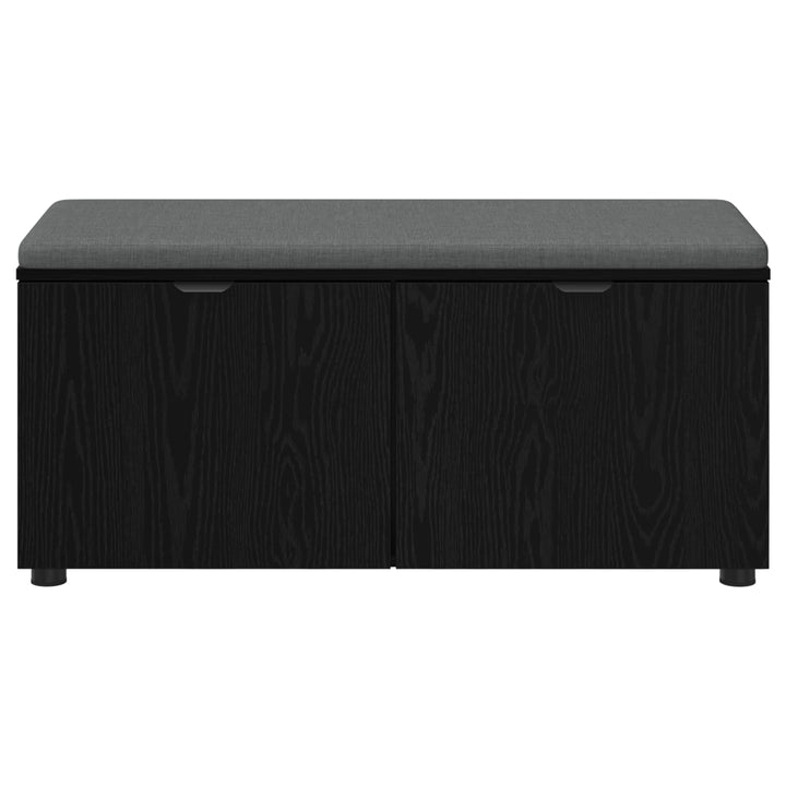 Hallbænk med pude Sort Eg 100 x 38 x 46 cm Kunstigt træ og stof