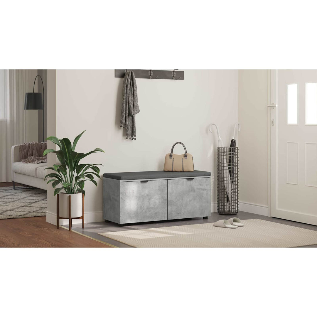 Hallbænk med dør BetonGrå 100 x 38 x 46 cm Kunstigt træ og stof