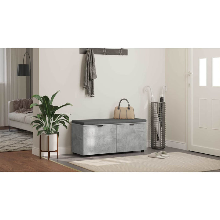 Hallbænk med dør BetonGrå 100 x 38 x 46 cm Kunstigt træ og stof