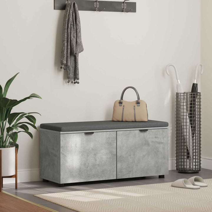 Hallbænk med dør BetonGrå 100 x 38 x 46 cm Kunstigt træ og stof