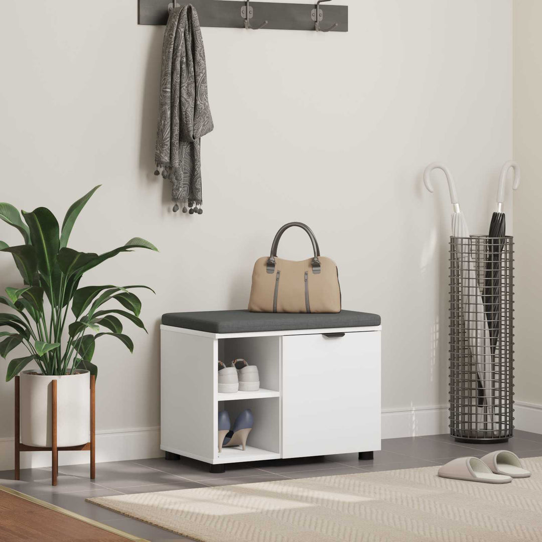 Hallbænk med pude Hvid 60 x 38 x 46 cm Kunstigt træ og stof