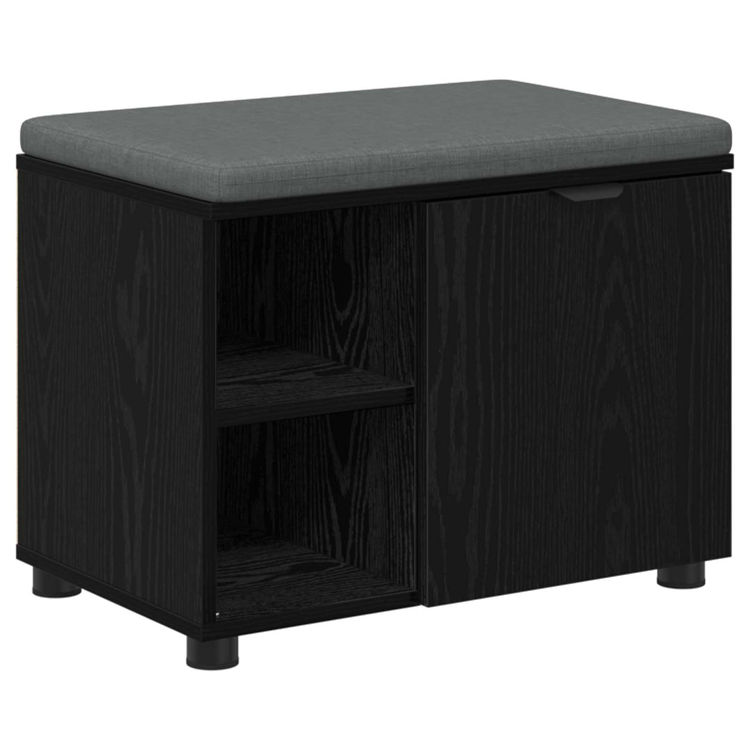 Hallbænk med pude Sort Eg 60 x 38 x 46 cm Kunstigt træ og stof