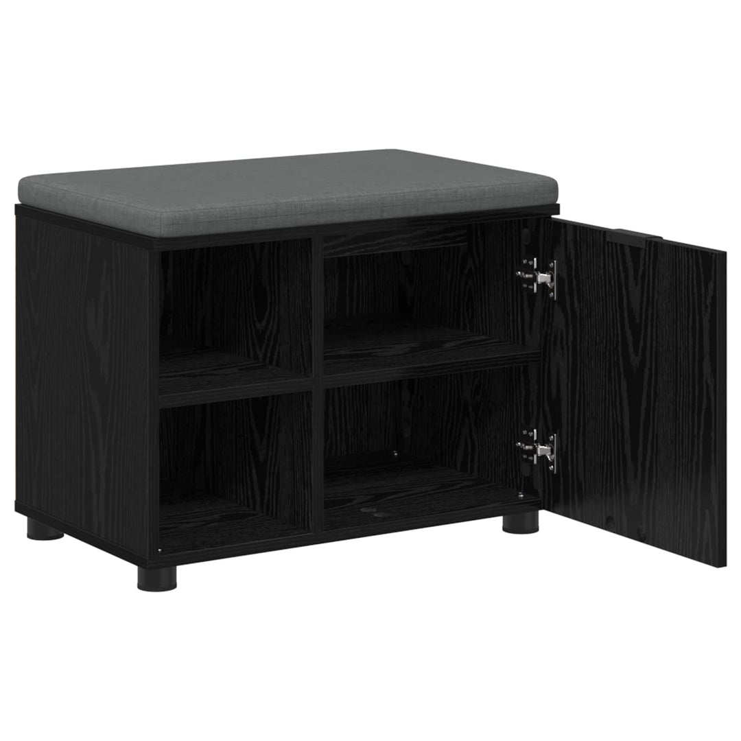 Hallbænk med pude Sort Eg 60 x 38 x 46 cm Kunstigt træ og stof