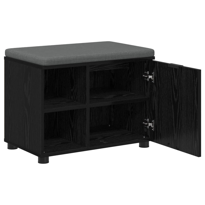 Hallbænk med pude Sort Eg 60 x 38 x 46 cm Kunstigt træ og stof