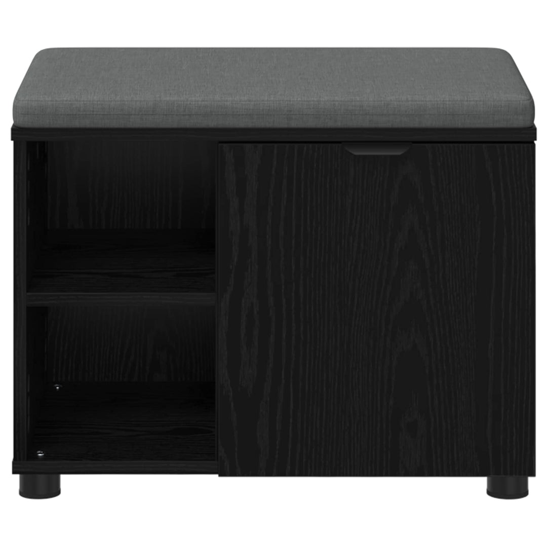 Hallbænk med pude Sort Eg 60 x 38 x 46 cm Kunstigt træ og stof