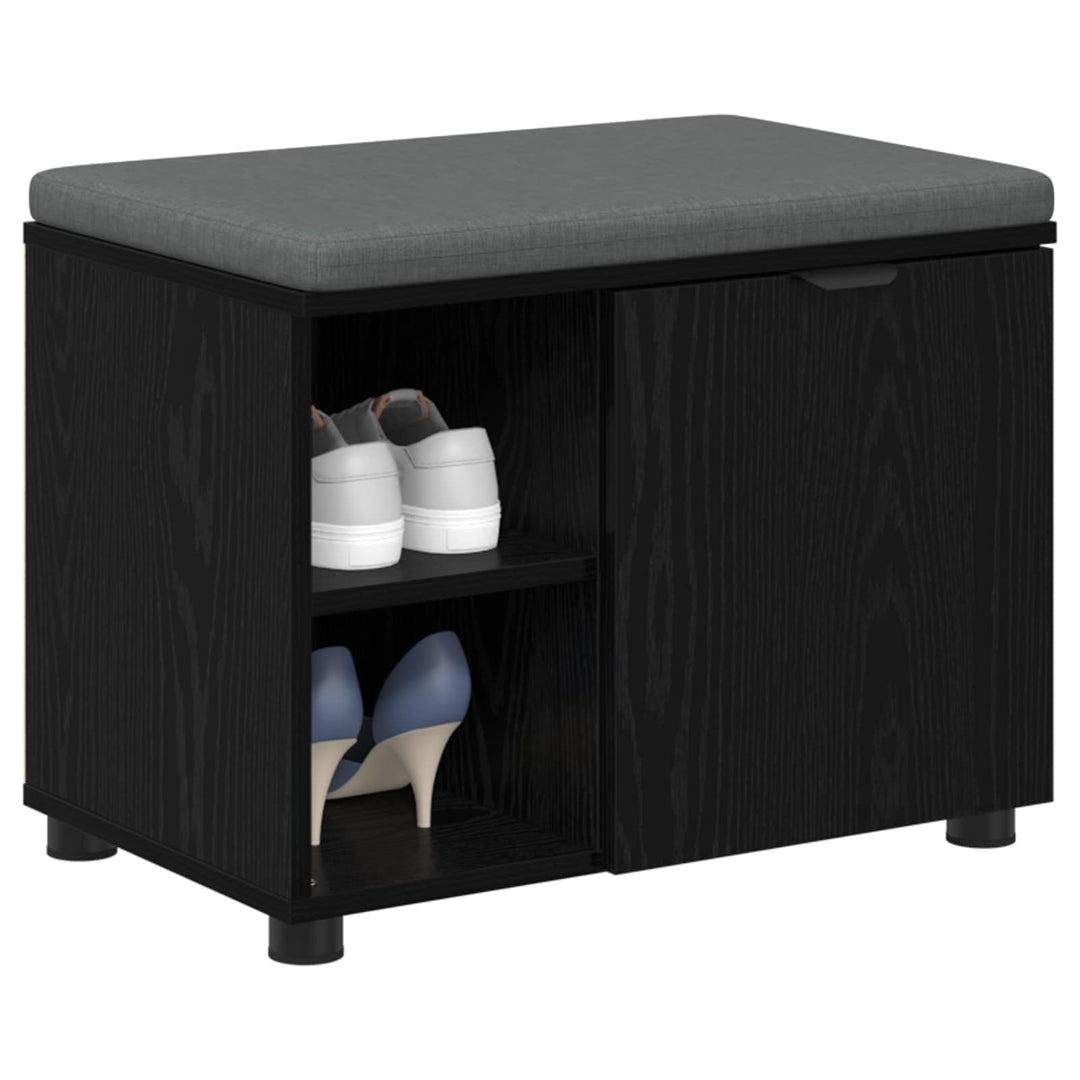 Hallbænk med pude Sort Eg 60 x 38 x 46 cm Kunstigt træ og stof