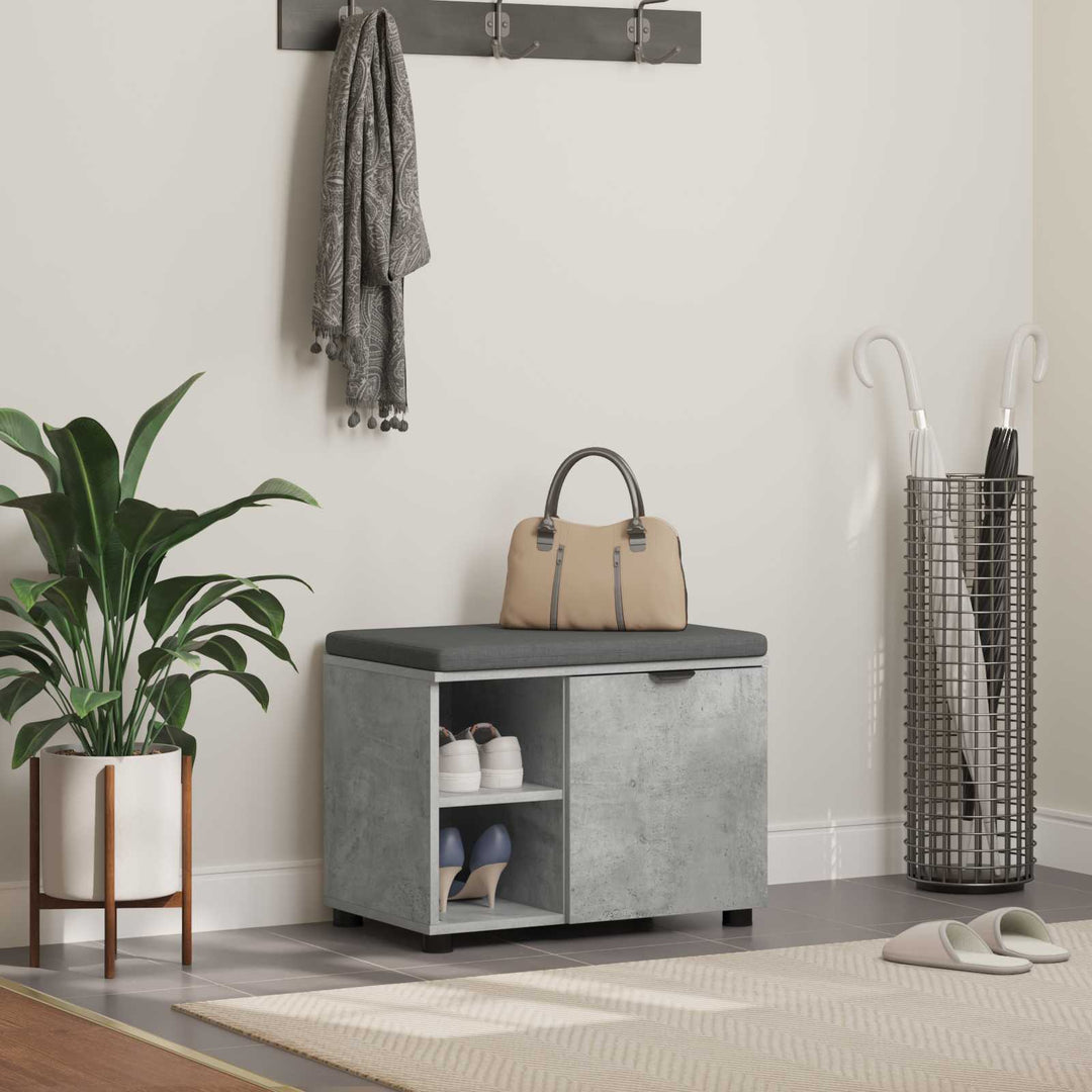 Hallbænk med pude BetonGrå 60 x 38 x 46 cm Kunstigt træ og stof
