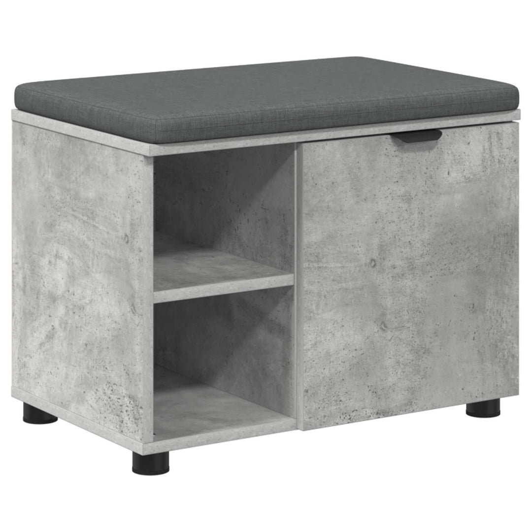 Hallbænk med pude BetonGrå 60 x 38 x 46 cm Kunstigt træ og stof