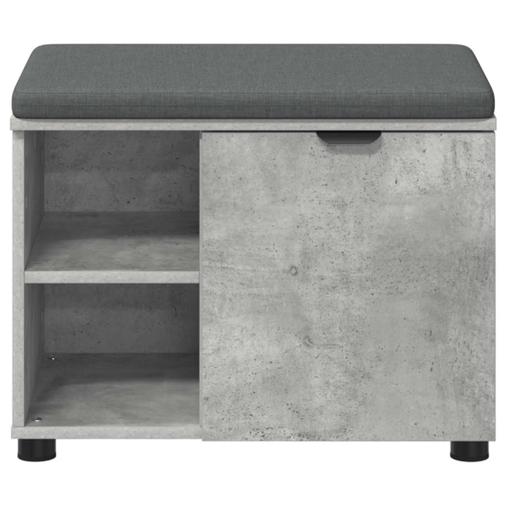 Hallbænk med pude BetonGrå 60 x 38 x 46 cm Kunstigt træ og stof