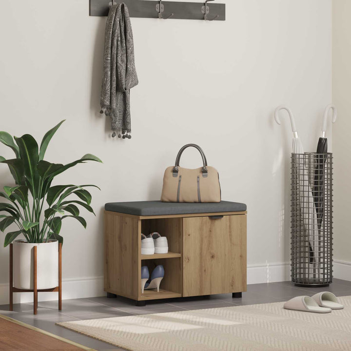 Hallbænk Artisan Eg 60 x 38 x 46 cm Kunstigt træ og stof