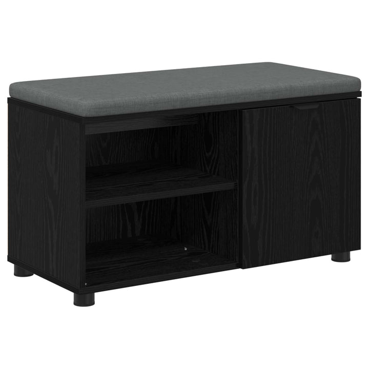 Hallbænk med pude Sort Eg 80 x 38 x 46 cm Kunstigt træ og stof