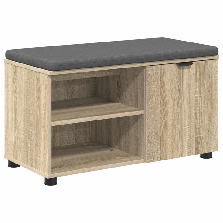 Hallbænk med dør Sonoma eg 80 x 38 x 46 cm Kunstigt træ og stof