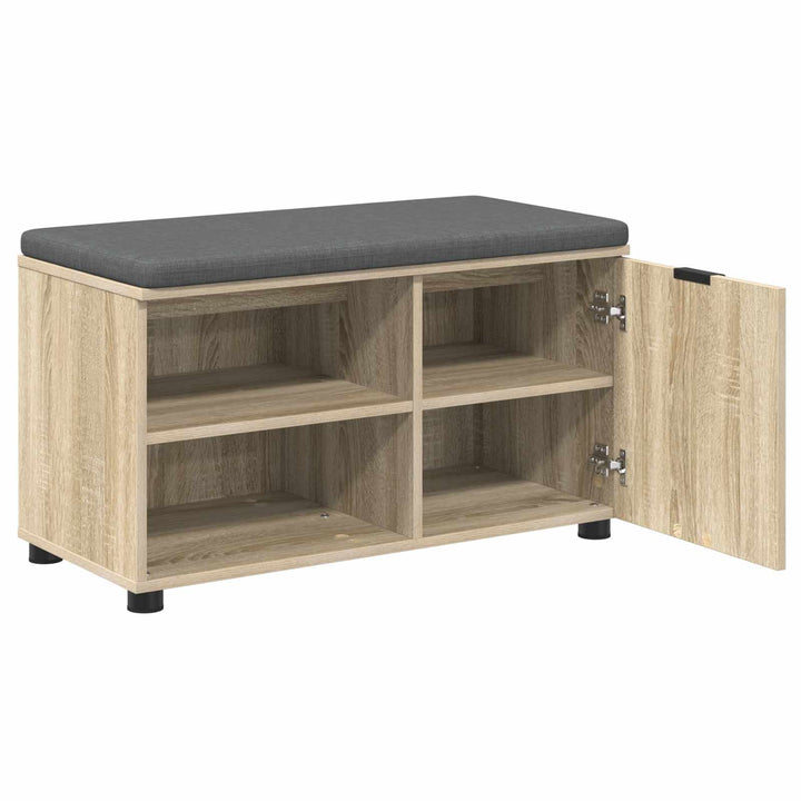 Hallbænk med dør Sonoma eg 80 x 38 x 46 cm Kunstigt træ og stof