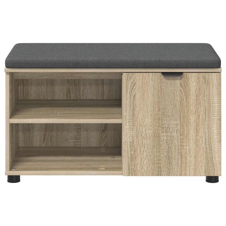 Hallbænk med dør Sonoma eg 80 x 38 x 46 cm Kunstigt træ og stof