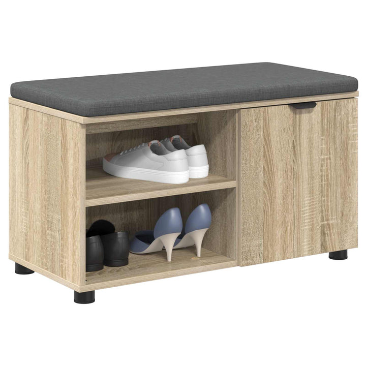 Hallbænk med dør Sonoma eg 80 x 38 x 46 cm Kunstigt træ og stof