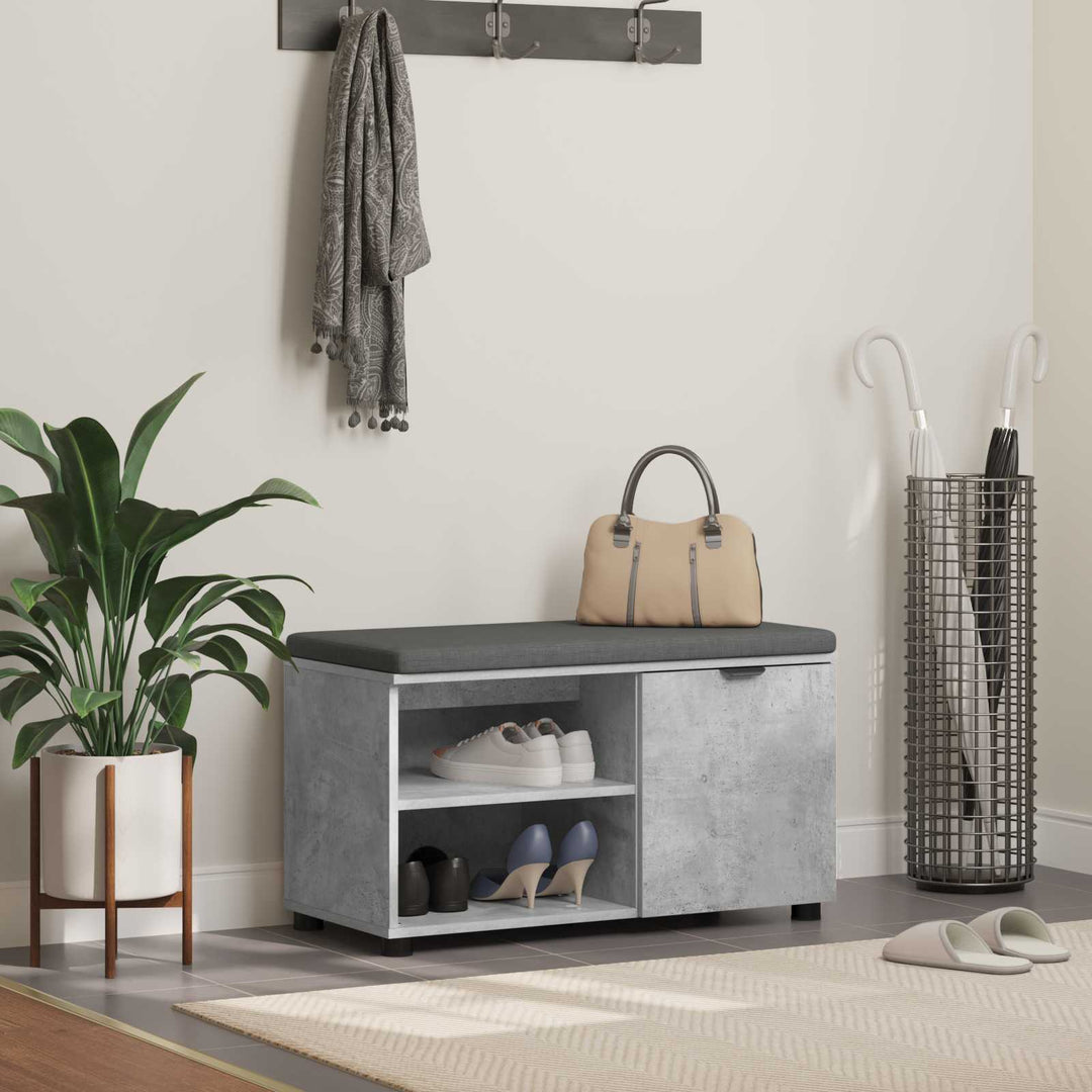 Hallbænk med pude BetonGrå 80 x 38 x 46 cm Kunstigt træ og stof
