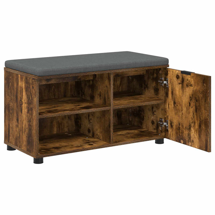 Hallbænk med pude Røget Eg 80 x 38 x 46 cm Kunstigt træ og stof