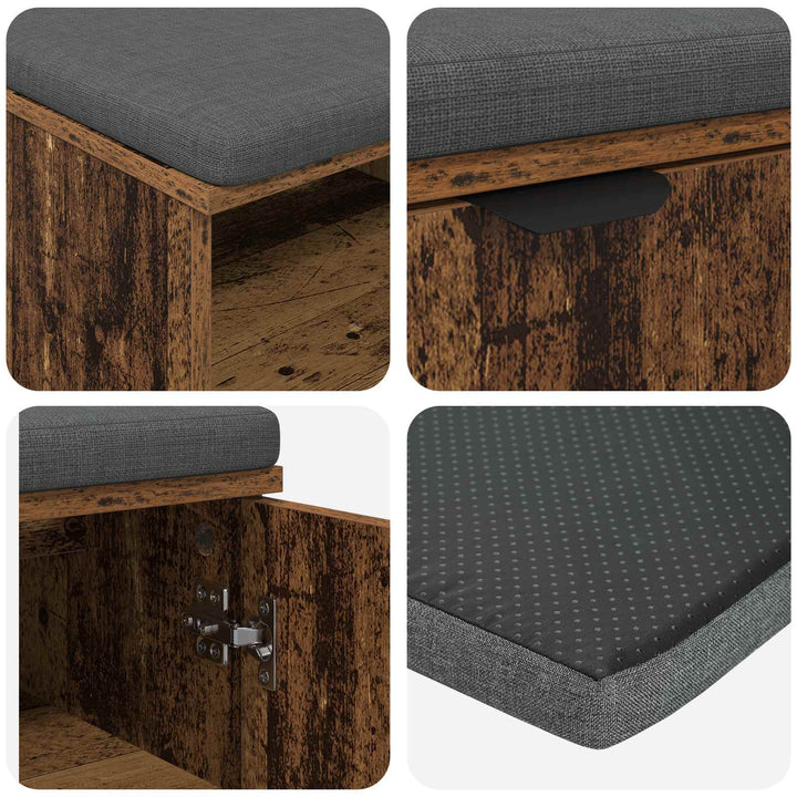 Hallbænk Gammelt træ 80 x 38 x 46 cm Kunstigt træ og stof
