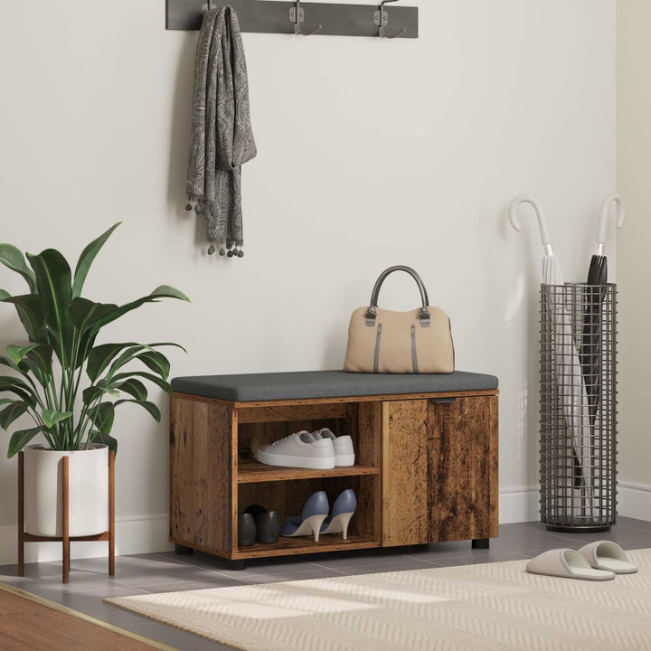 Hallbænk Gammelt træ 80 x 38 x 46 cm Kunstigt træ og stof