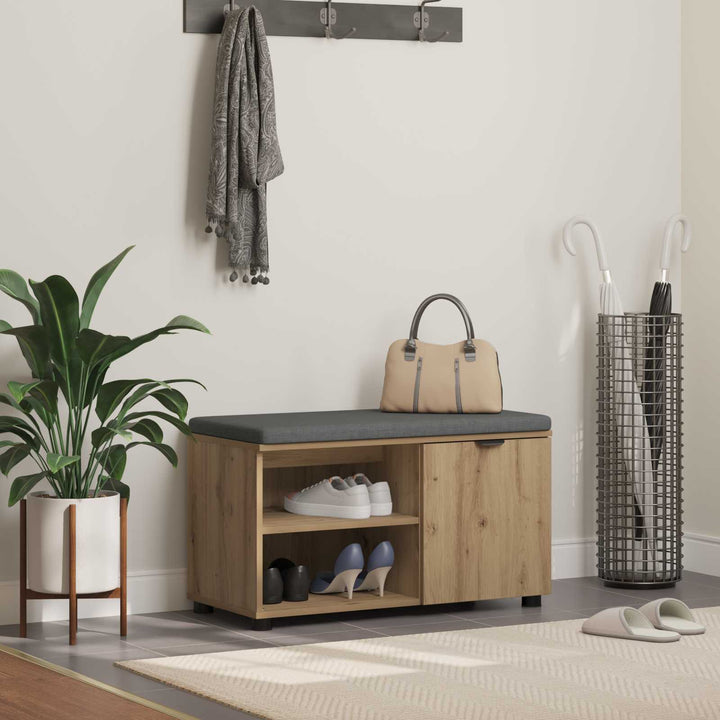 Hallbænk Artisan Eg 80 x 38 x 46 cm Kunstigt træ og stof