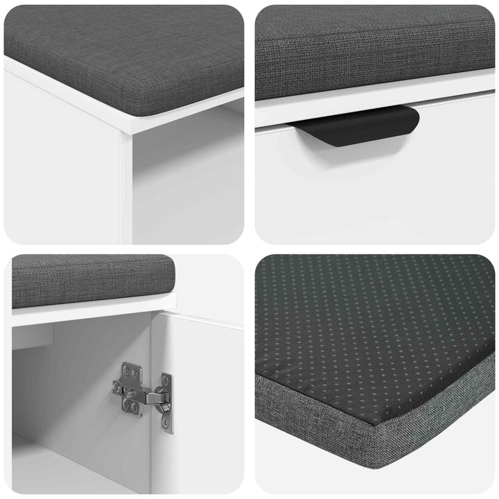 Hallbænk med pude Hvid 100 x 38 x 46 cm Kunstigt træ og stof
