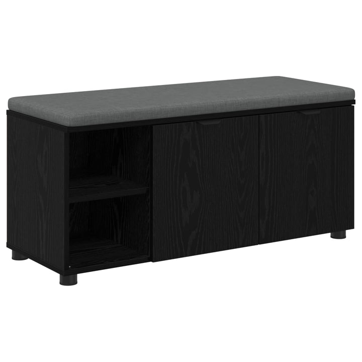 Hallbænk med pude Sort Eg 100 x 38 x 46 cm Kunstigt træ og stof