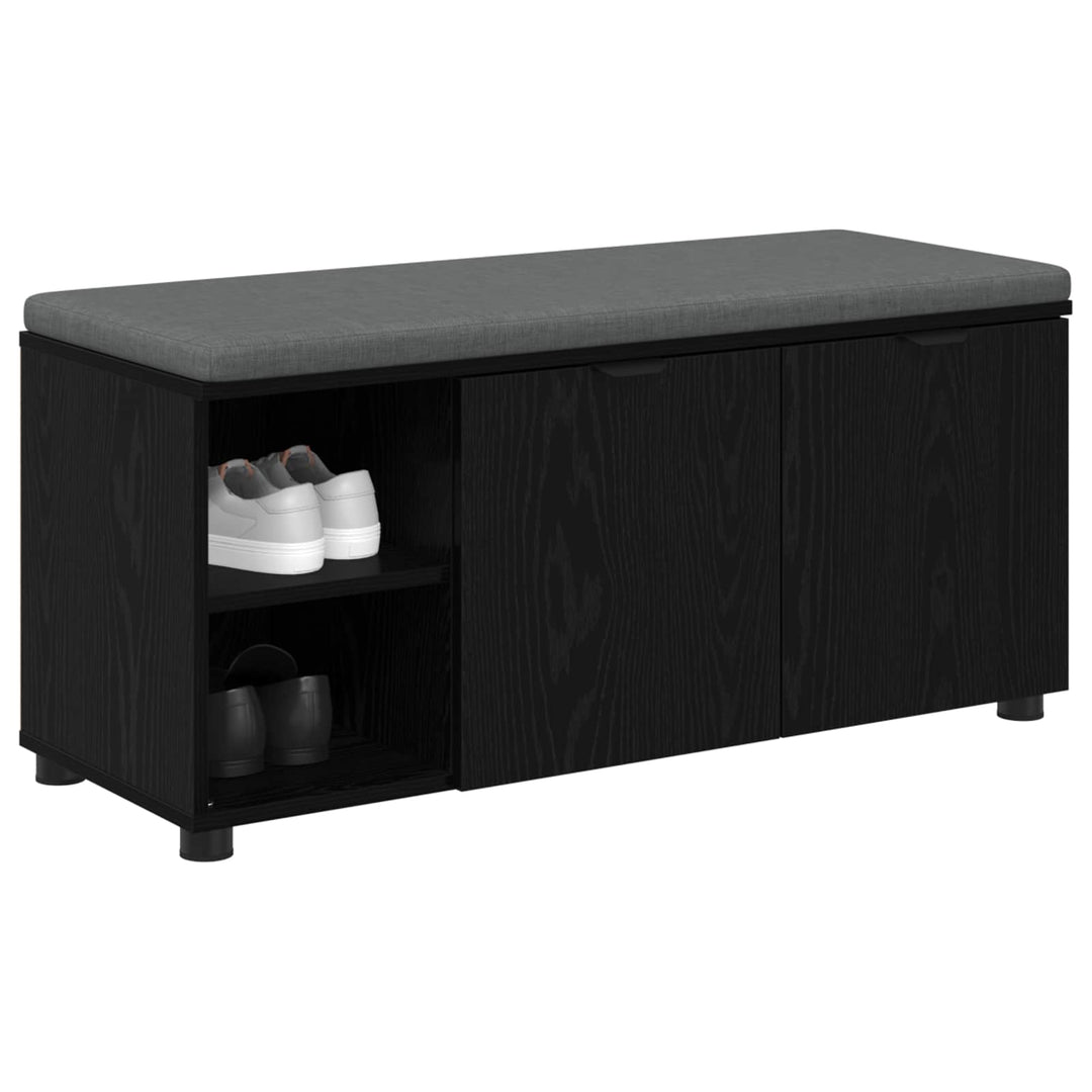 Hallbænk med pude Sort Eg 100 x 38 x 46 cm Kunstigt træ og stof