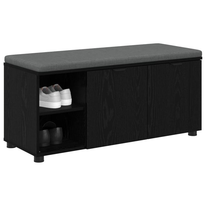 Hallbænk med pude Sort Eg 100 x 38 x 46 cm Kunstigt træ og stof