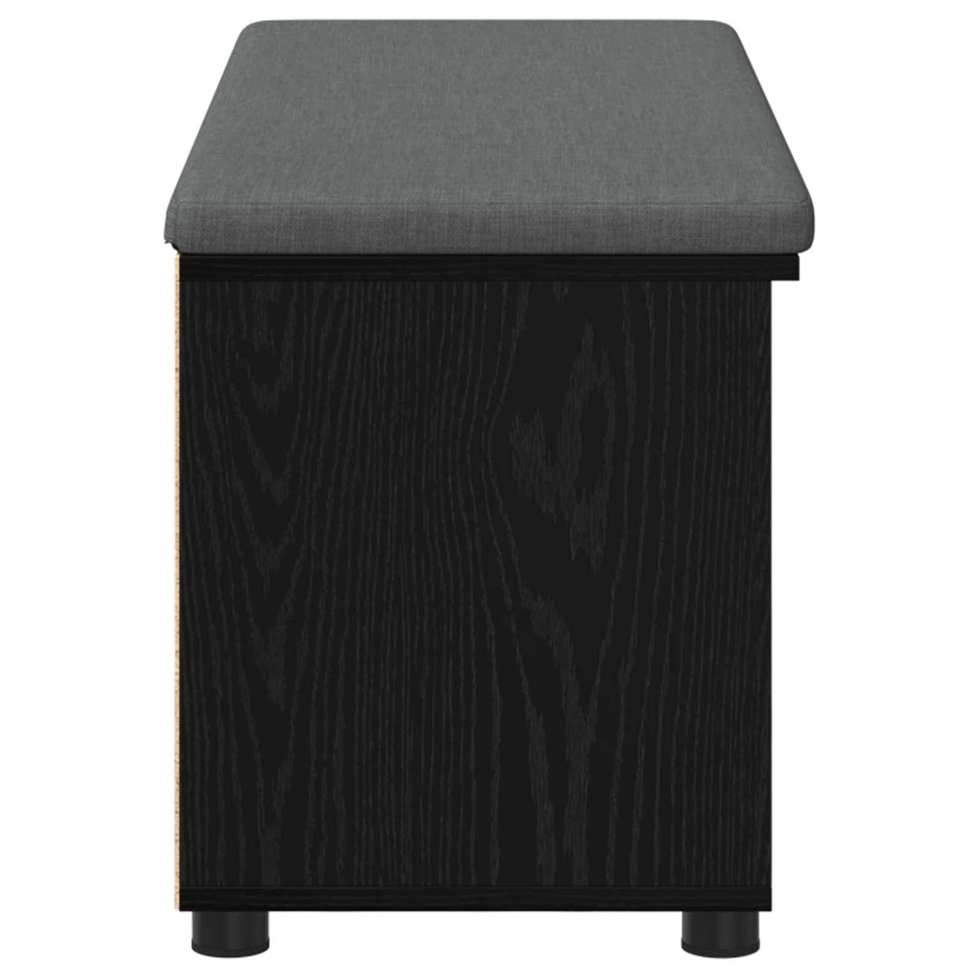 Hallbænk med pude Sort Eg 100 x 38 x 46 cm Kunstigt træ og stof