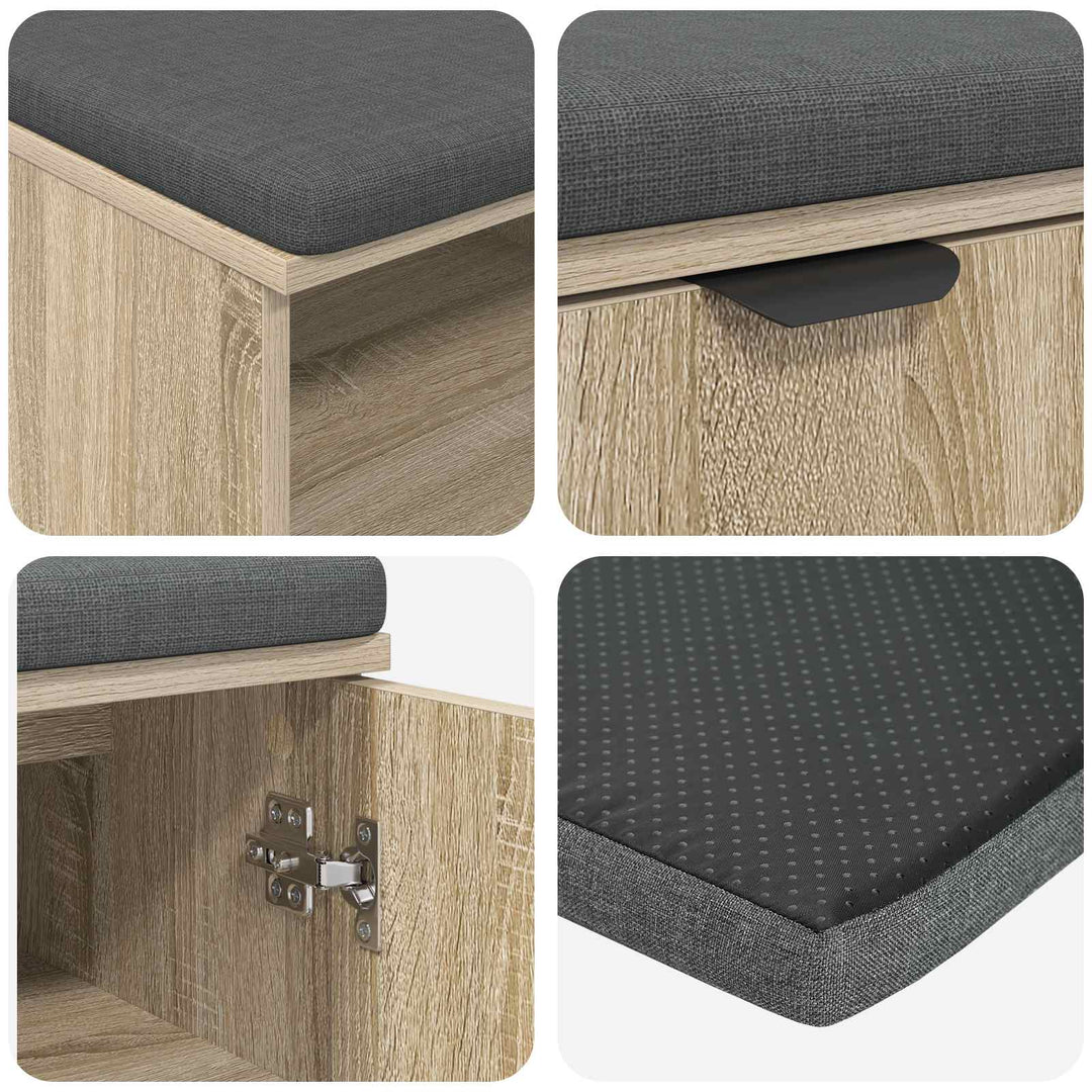 Hallbænk Sonoma eg 100 x 38 x 46 cm Kunstigt træ og stof