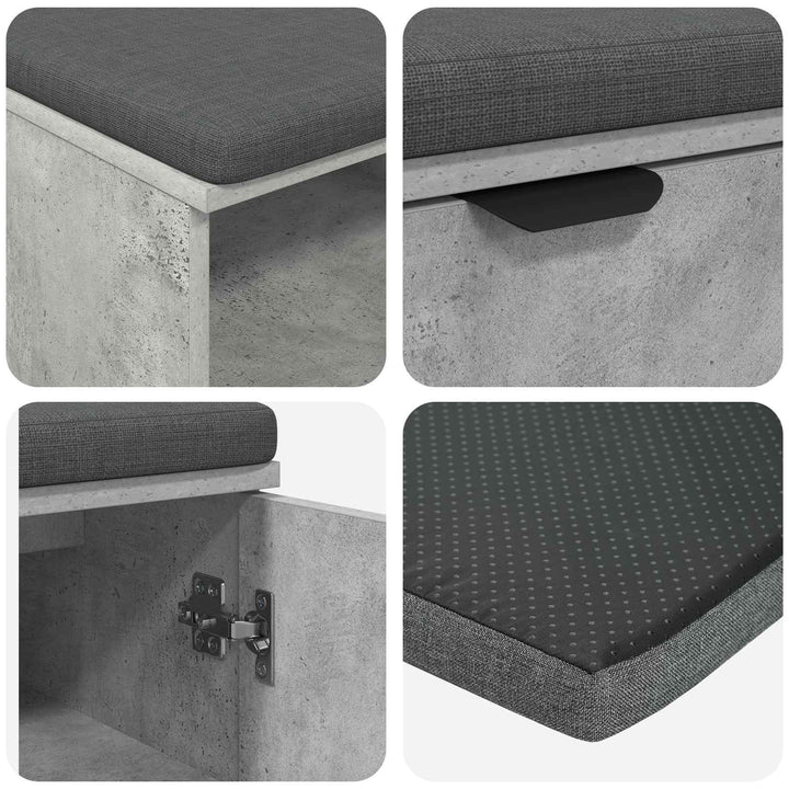 Hallbænk med dør BetonGrå 100 x 38 x 46 cm Kunstigt træ og stof