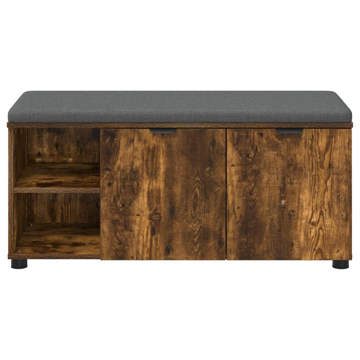 Hallbænk med dør Røget Eg 100 x 38 x 46 cm Kunstigt træ og stof