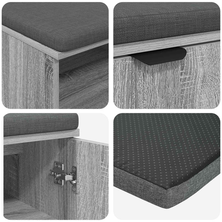 Hallbænk Grå Sonoma 100 x 38 x 46 cm Kunstigt træ og stof