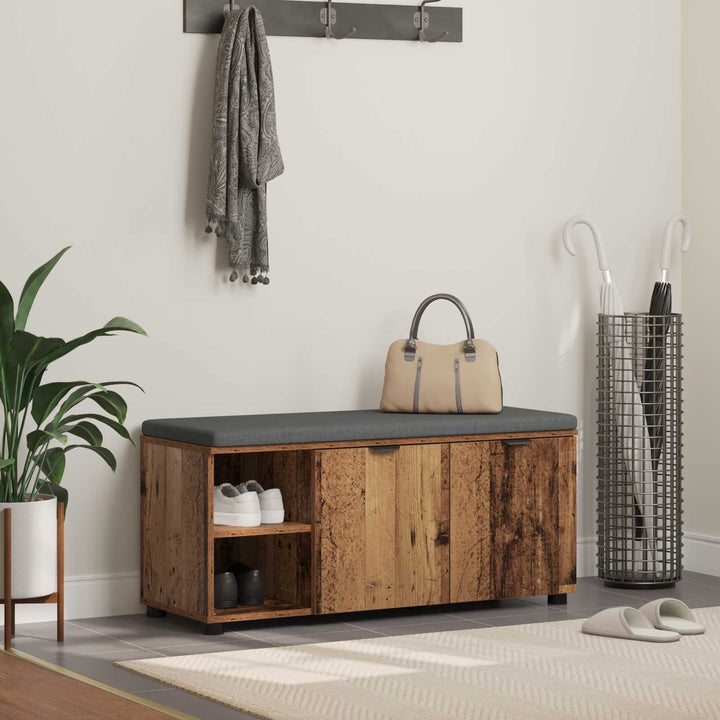 Hallbænk Gammelt træ 100 x 38 x 46 cm Kunstigt træ og stof