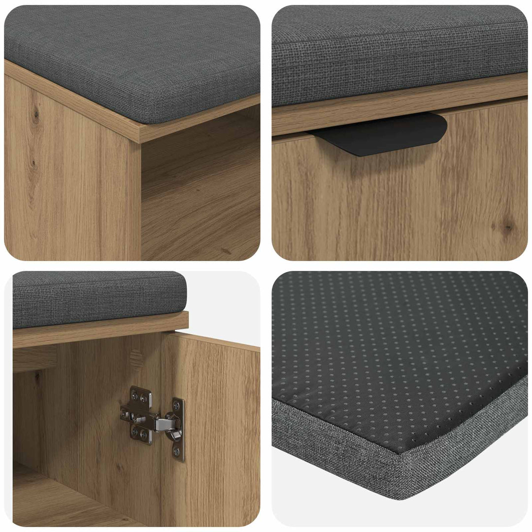 Hallbænk Artisan Eg 100 x 38 x 46 cm Kunstigt træ og stof