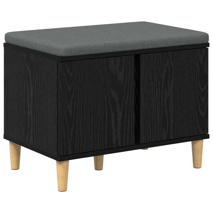 Hallbænk med pude Sort Eg 60 x 38 x 46 cm Kunstigt træ og stof
