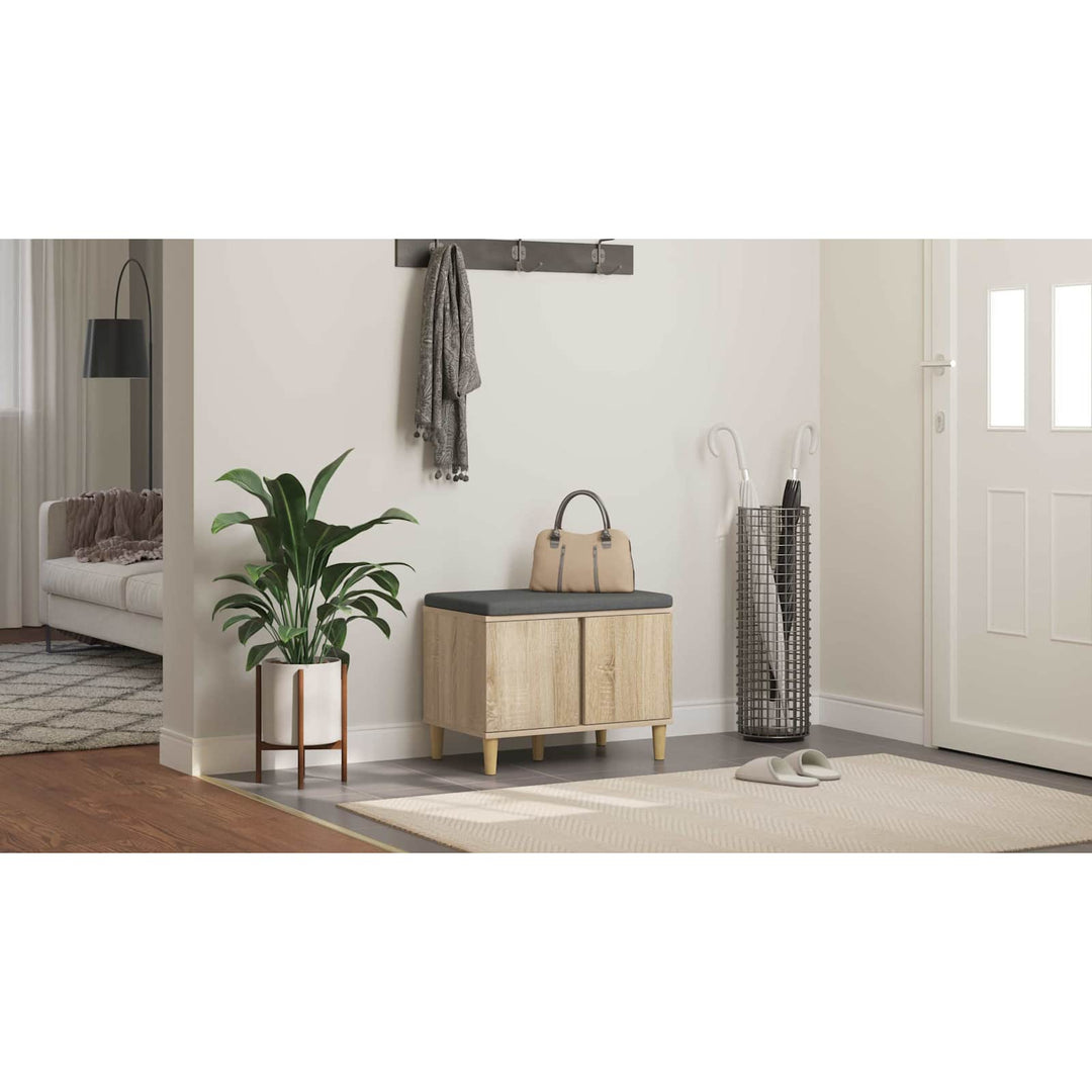 Hallbænk med dør Sonoma eg 60 x 38 x 46 cm Kunstigt træ og stof