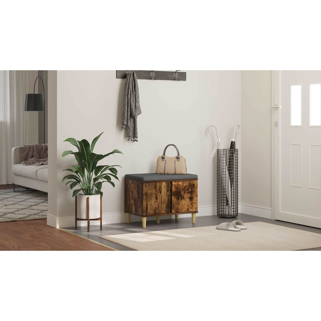 Hallbænk med pude Røget Eg 60 x 38 x 46 cm Kunstigt træ og stof