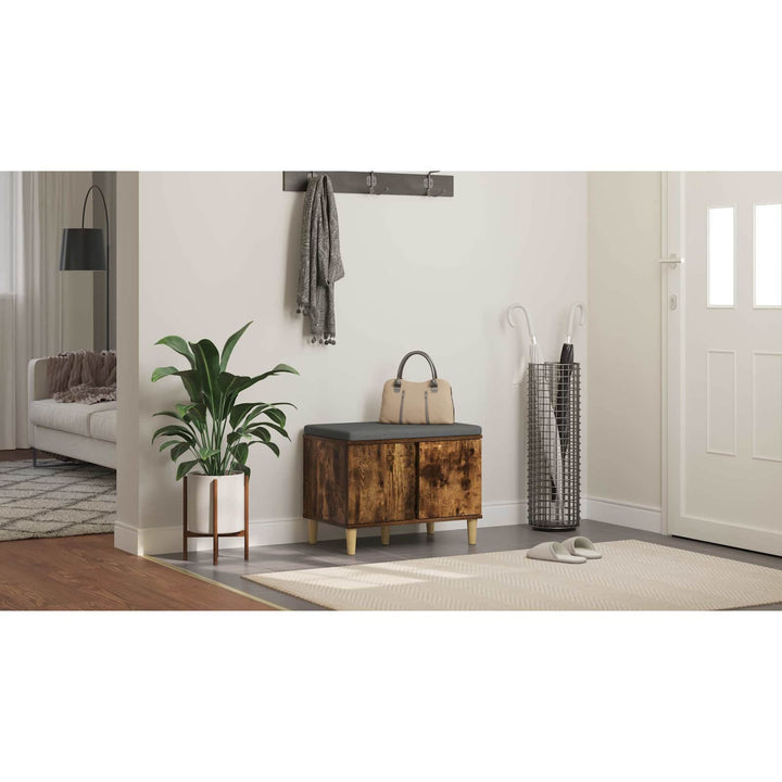 Hallbænk med pude Røget Eg 60 x 38 x 46 cm Kunstigt træ og stof