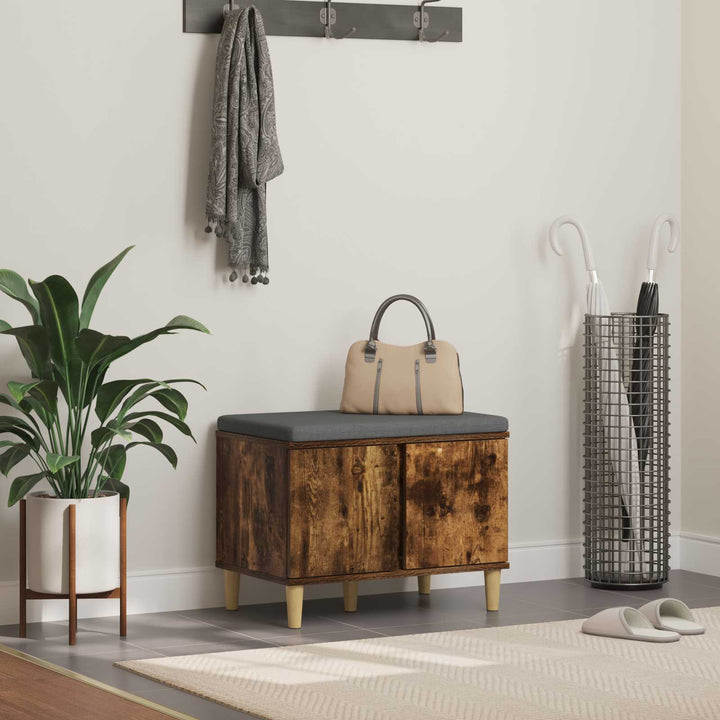 Hallbænk med pude Røget Eg 60 x 38 x 46 cm Kunstigt træ og stof