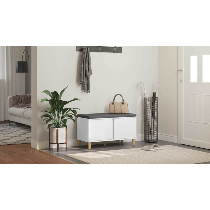 Hallbænk med pude Hvid 80 x 38 x 46 cm Kunstigt træ og stof