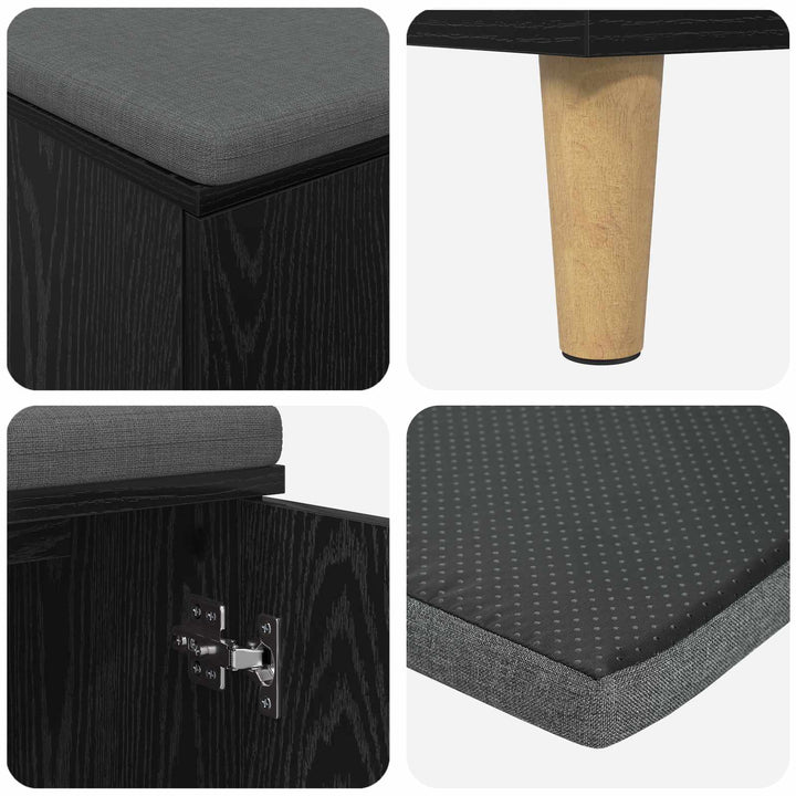 Hallbænk med pude Sort Eg 80 x 38 x 46 cm Kunstigt træ og stof
