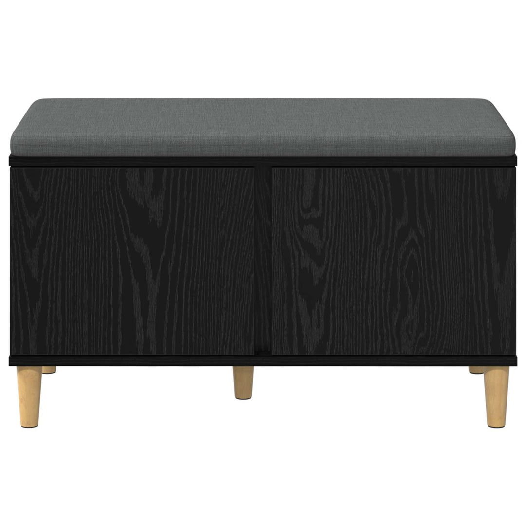 Hallbænk med pude Sort Eg 80 x 38 x 46 cm Kunstigt træ og stof