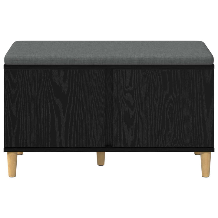 Hallbænk med pude Sort Eg 80 x 38 x 46 cm Kunstigt træ og stof